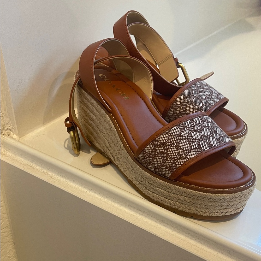 Coach Brown and Cream Wedges